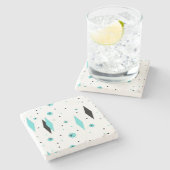 Retro Turquoise Diamonds Starbursts Marmer Onderze Stenen Onderzetter (Zijkant)