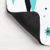 Retro Turquoise Diamonds & Starbursts Mousepad Muismat (Hoek)