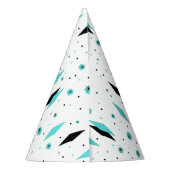 Retro Turquoise Diamonds & Starbursts Party Pet Feesthoedjes (Achterkant)