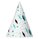 Retro Turquoise Diamonds & Starbursts Party Pet Feesthoedjes (Links)