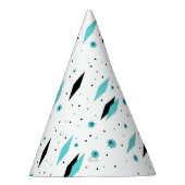 Retro Turquoise Diamonds & Starbursts Party Pet Feesthoedjes (Rechts)