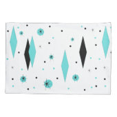 Retro Turquoise Diamonds & Starbursts Pillowcase Kussensloop (Achterkant)