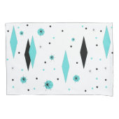 Retro Turquoise Diamonds & Starbursts Pillowcase Kussensloop (Voorkant)