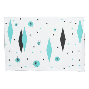 Retro Turquoise Diamonds & Starbursts Pillowcase Kussensloop