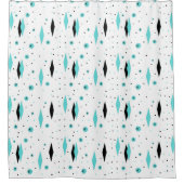 Retro Turquoise Diamonds Starbursts Shower Curtain Douchegordijn (Voorkant)