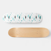 Retro Turquoise Diamonds & Starbursts Skateboard (Horizontaal)