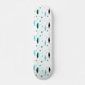 Retro Turquoise Diamonds & Starbursts Skateboard (Voorkant)