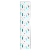 Retro Turquoise Diamonds & Starbursts Table Runner Korte Tafelloper (Voorkant)