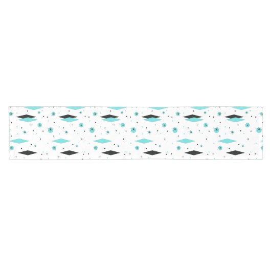 Retro Turquoise Diamonds & Starbursts Table Runner Korte Tafelloper (Horizontaal)
