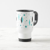 Retro Turquoise Diamonds & Starbursts Travel Mug Reisbeker (Voorkant rechts)
