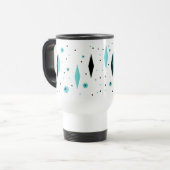 Retro Turquoise Diamonds & Starbursts Travel Mug Reisbeker (Voorkant links)