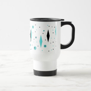 Retro Turquoise Diamonds & Starbursts Travel Mug Reisbeker