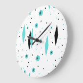 Retro Turquoise Diamonds & Starbursts Wall Clock Grote Klok (Hoek)