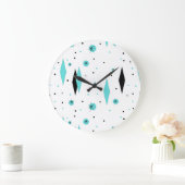 Retro Turquoise Diamonds & Starbursts Wall Clock Grote Klok (Huis)