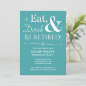 Retro Turquoise Eat Drink wordt met pensioen Kaart (Staand voorkant)