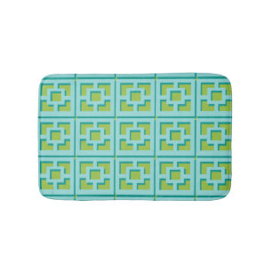 Retro Turquoise en Green Trellis Bath Mat