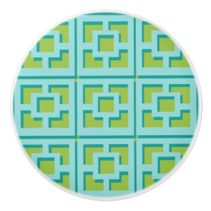 Retro Turquoise en Green Trellis Ceramic Pull Keramische Knop
