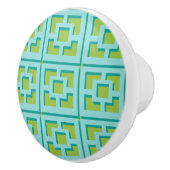 Retro Turquoise en Green Trellis Ceramic Pull Keramische Knop (Rechts)