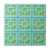 Retro Turquoise en Green Trellis Ceramic Tile Tegeltje (Voorkant)