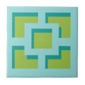 Retro Turquoise en Green Trellis Ceramic Tile Tegeltje (Voorkant)