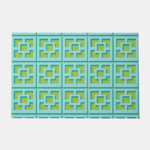 Retro Turquoise en Green Trellis door Mat
