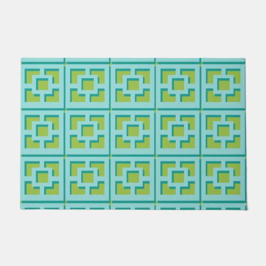 Retro Turquoise en Green Trellis door Mat (Voorkant)