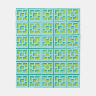 Retro Turquoise en Green Trellis Fleece Blanket Deken