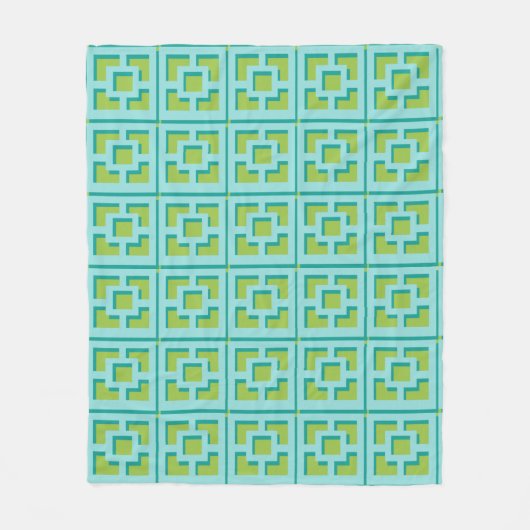 Retro Turquoise en Green Trellis Fleece Blanket Deken (Voorkant)