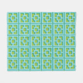 Retro Turquoise en Green Trellis Fleece Blanket Deken (Voorkant (Horizontaal))