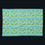 Retro Turquoise en Green Trellis Kitchen Towels Theedoek<br><div class="desc">Voeg een spetter toe van moderne Palm Springs uit het midden van de eeuw,  overal waar je met deze Retro Turquoise en Green Trellis gepatterde keukenhanddoeken gaat. Het werd geïnspireerd door  betonbriesblokken. De deconstructed take on 1950 architectuur zal een onmiddellijke ontwerper aan het dagelijkse leven geven.</div>