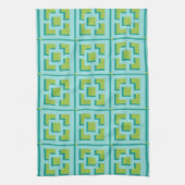 Retro Turquoise en Green Trellis Kitchen Towels Theedoek (Verticaal)