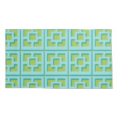Retro Turquoise en Green Trellis Pillowcase Kussensloop (Achterkant)