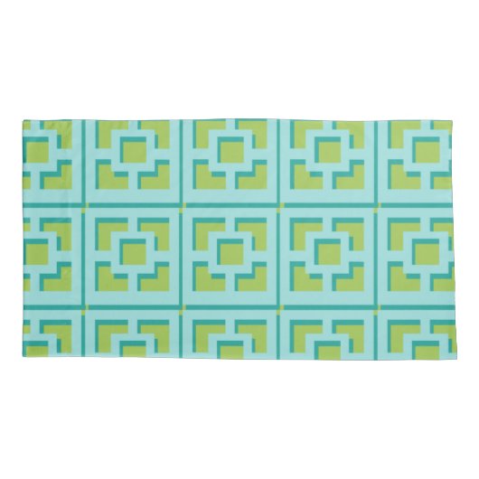 Retro Turquoise en Green Trellis Pillowcase Kussensloop (Achterkant)