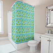 Retro Turquoise en Green Trellis Shower Curtain Douchegordijn (In situ)