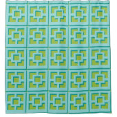 Retro Turquoise en Green Trellis Shower Curtain Douchegordijn (Voorkant)