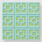 Retro Turquoise en Green Trellis Stone Onderzette Stenen Onderzetter (Voorkant)