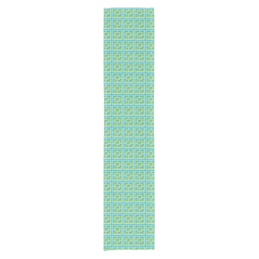 Retro Turquoise en Green Trellis Table Runner Korte Tafelloper (Voorkant)