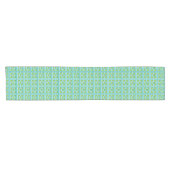Retro Turquoise en Green Trellis Table Runner Korte Tafelloper (Horizontaal)