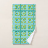 Retro Turquoise en Green Trellis Towel Bad Handdoek (Handdoek)