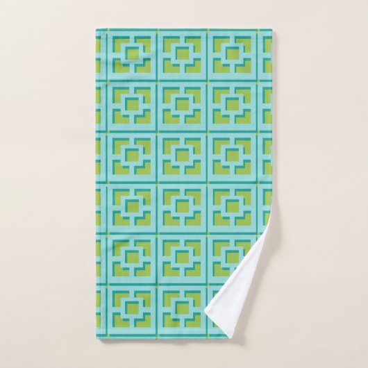 Retro Turquoise en Green Trellis Towel Bad Handdoek (Handdoek)