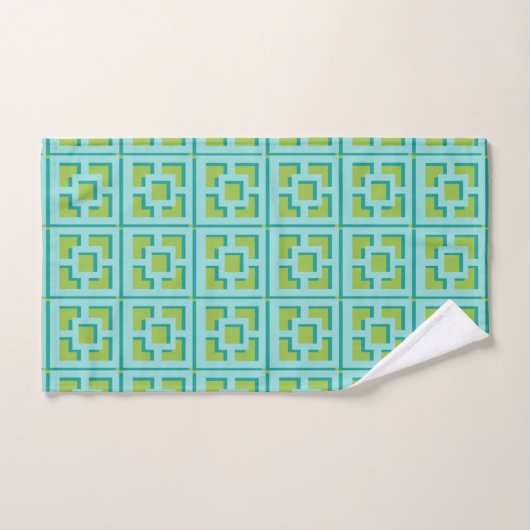 Retro Turquoise en Green Trellis Towel Bad Handdoek (Handdoek)