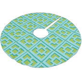 Retro Turquoise en Green Trellis Tree Skirt Kerstboom Rok (Gekanteld)
