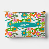 Retro Turquoise en Oranje bloemen Etui (Voorkant)