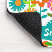 Retro Turquoise en Oranje bloemen Muismat (Hoek)