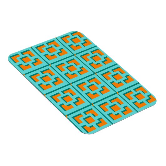 Retro Turquoise en Oranje Flexible Photo Magnet Magneet (Rechterzijde)