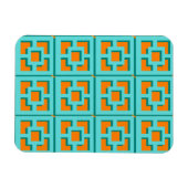 Retro Turquoise en Oranje Flexible Photo Magnet Magneet (Horizontaal)