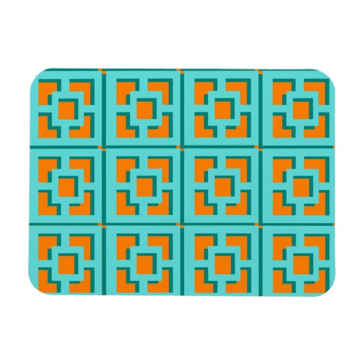Retro Turquoise en Oranje Flexible Photo Magnet Magneet (Horizontaal)