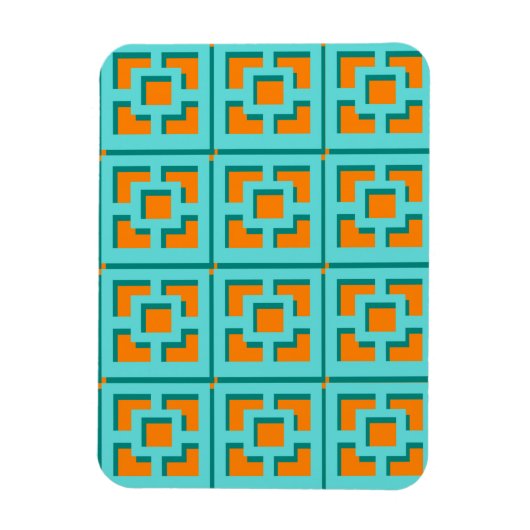 Retro Turquoise en Oranje Flexible Photo Magnet Magneet (Verticaal)