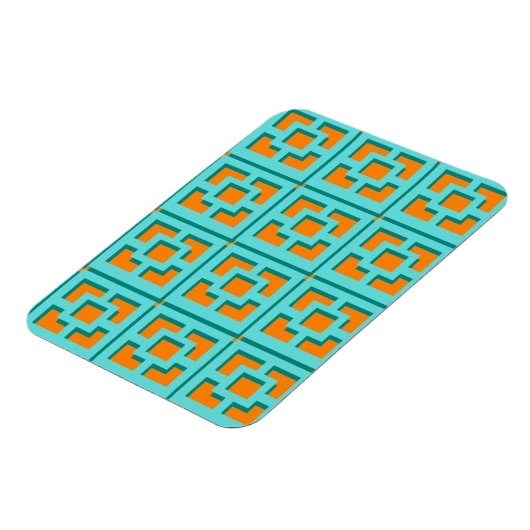 Retro Turquoise en Oranje Flexible Photo Magnet Magneet (Linkerzijde)