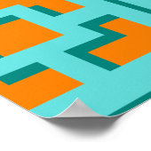Retro Turquoise en Oranje Poster papier (Matte) (Hoek)